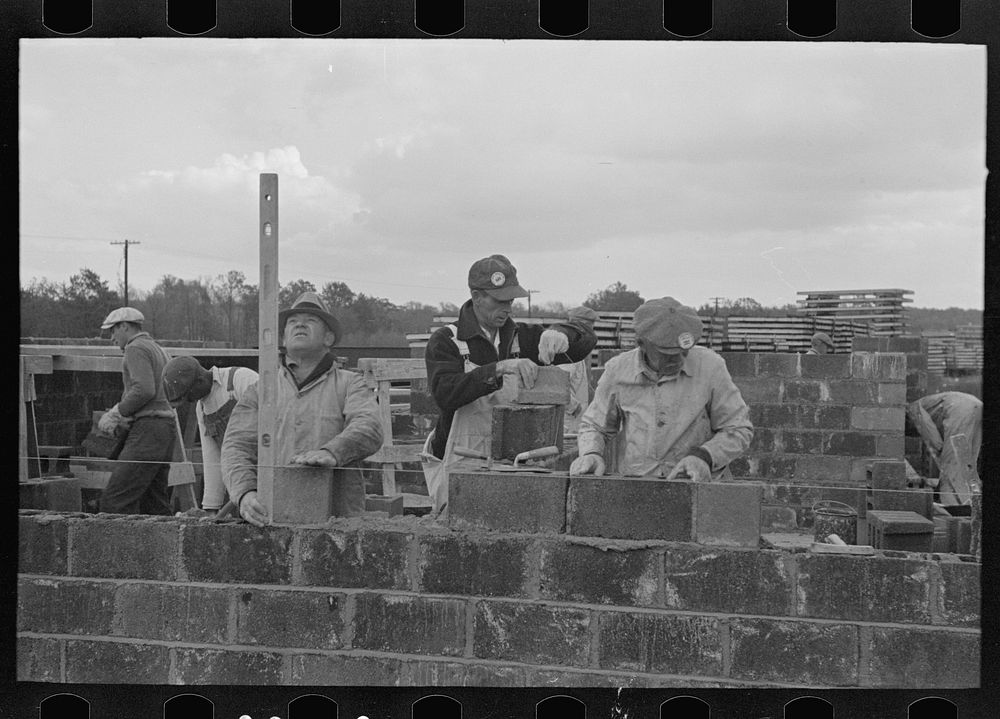 [Untitled photo, possibly related to: Closeup of construction of houses, Jersey Homesteads, Hightstown New Jersey] by…