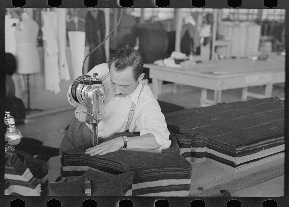 Philip Goldstein assistant cutter in the cooperative garment factory at Jersey Homesteads. He is secretary of the Colonists'…