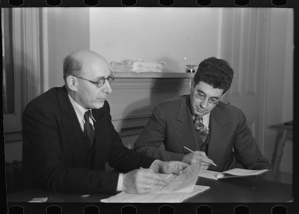 [Untitled photo, possibly related to: Samuel J. Finkler and his assistant, Harry Glanz. They are in charge of family…