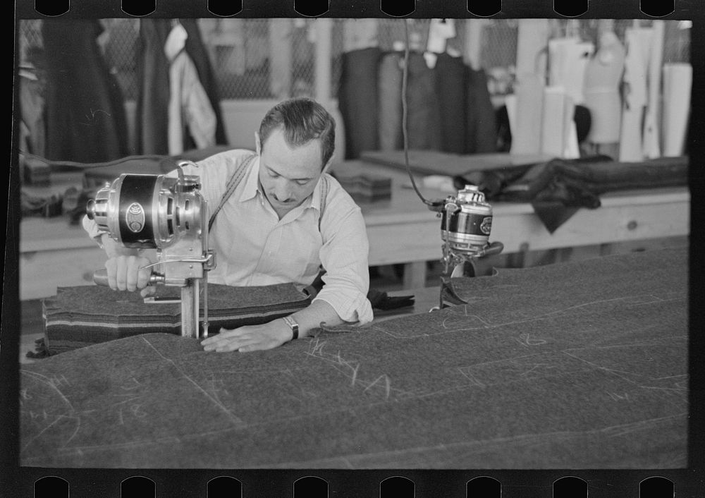 Philip Goldstein, assistant cutter in the cooperative garment factory, Jersey Homesteads, Hightstown, New Jersey by Russell…