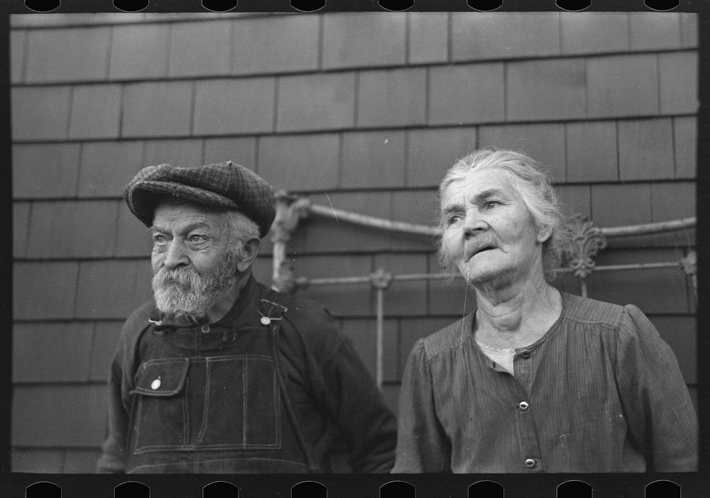 Closeup of Mr. and Mrs. Andrew Ostermeyer, homesteaders, Miller Township, Woodbury County, Iowa. They have lost their farm…