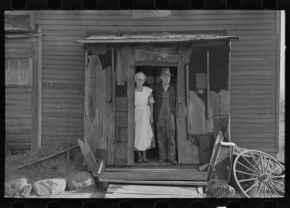 Mr. and Mrs. John Landers, tenant farmers, at the backdoor of their farmhouse, near Marseilles, Illinois by Russell Lee