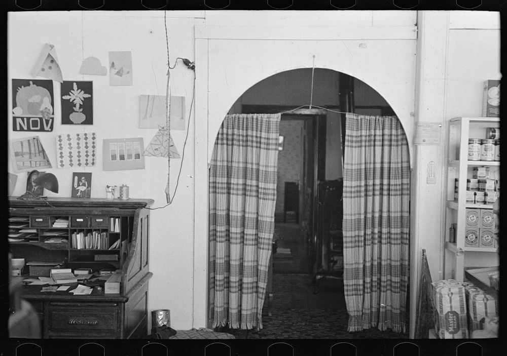[Untitled photo, possibly related to: Corner of general store, Ericsburg, Minnesota] by Russell Lee