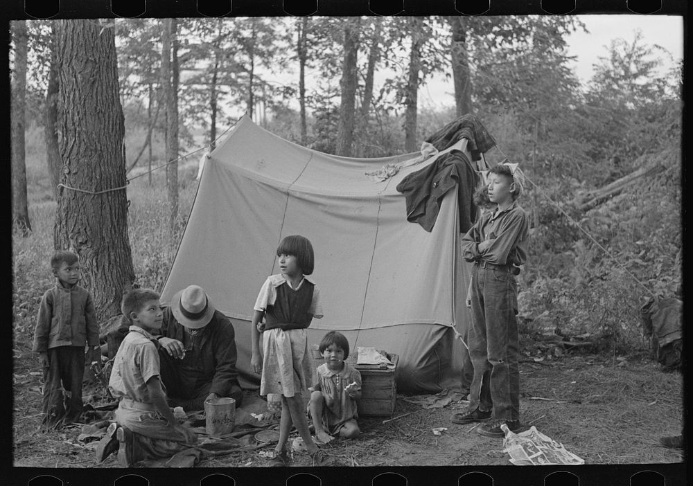 Indian family, blueberry pickers, near Little Fork, Minnesota by Russell Lee