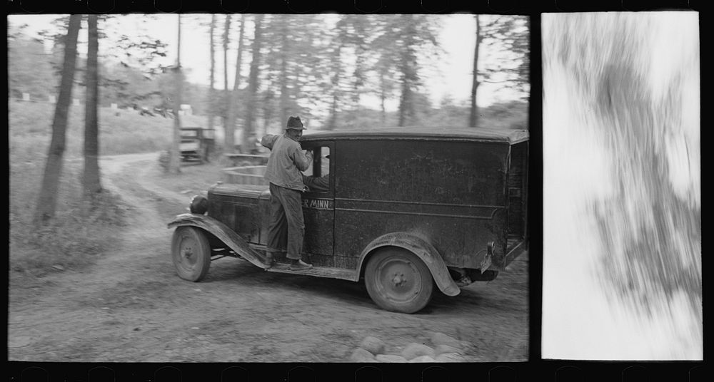 [Untitled photo, possibly related to: Blueberry pickers preparing to go to the fields near Little Fork, Minnesota] by…