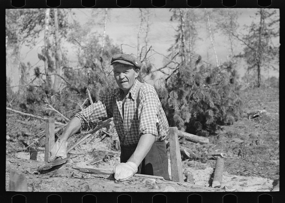 Lumberjack at camp near Effie, Minnesota by Russell Lee