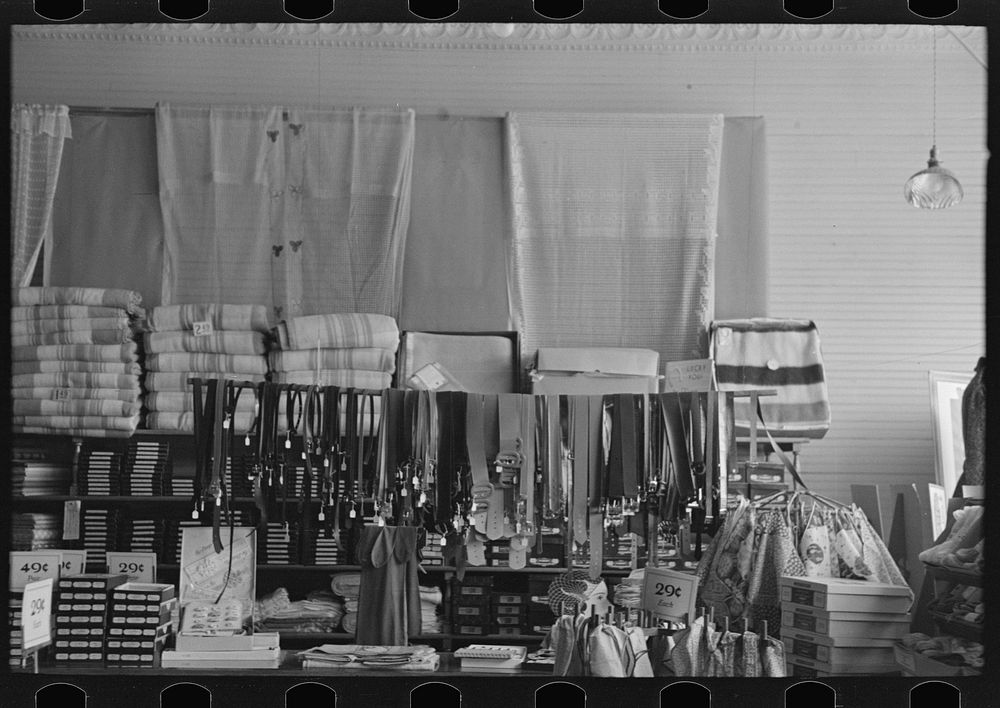 Goods for sale in general store, Ray, North Dakota by Russell Lee