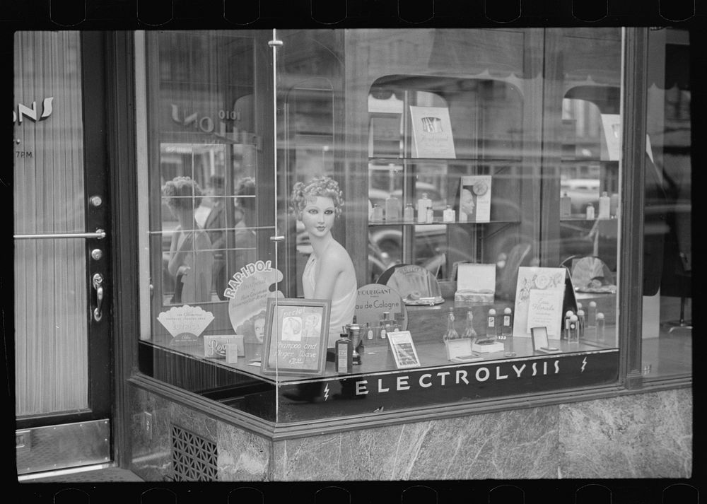 Store window, Connecticut Avenue, Washington, D.C. by Russell Lee