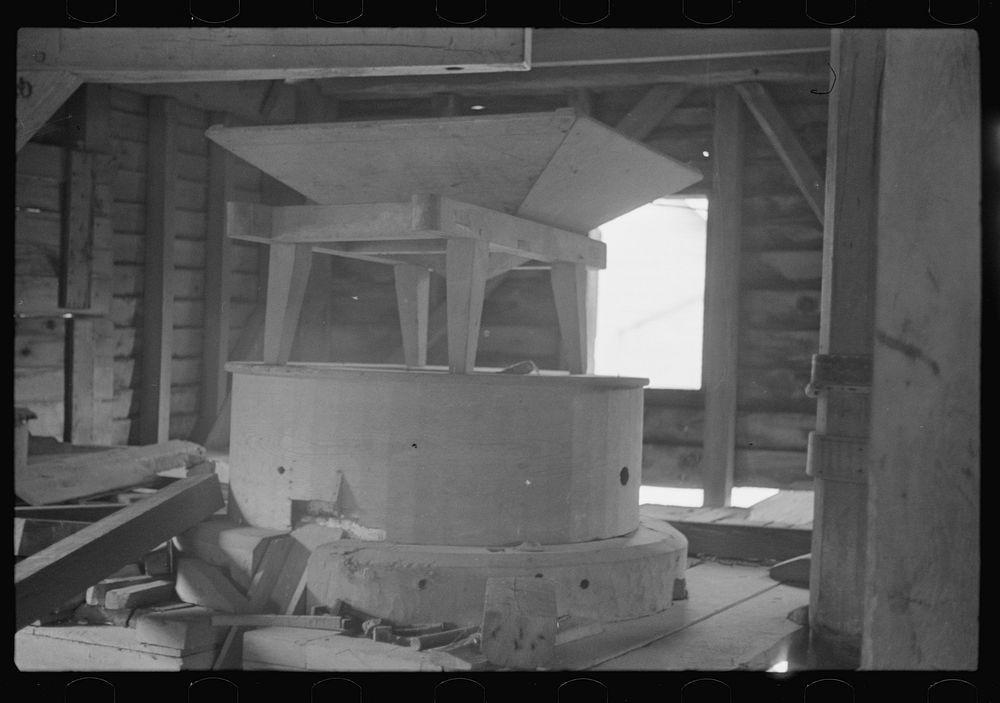 [Untitled photo, possibly related to: Old gristmill hopper, on way to Skyline Drive, Virginia] by Russell Lee