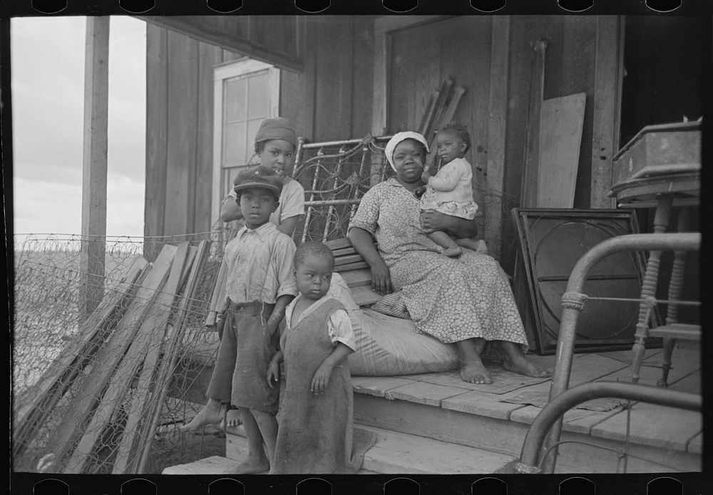 Southeast Missouri Farms. Family of FSA (Farm Security Administration) client before moving from old house by Russell Lee