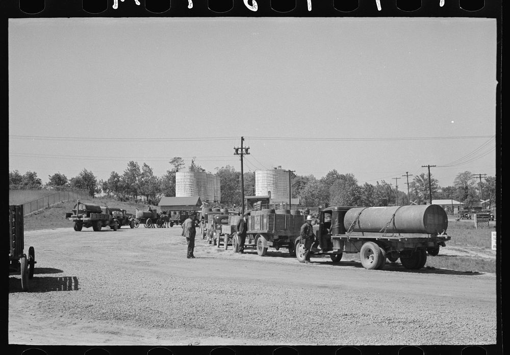 [Untitled photo, possibly related to: Loading liquid feed onto truck from tanks at distillery near Owensboro, Kentucky] by…