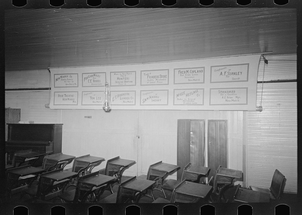 Southeast Missouri Farms. Interior of schoolhouse, La Forge, Missouri by Russell Lee