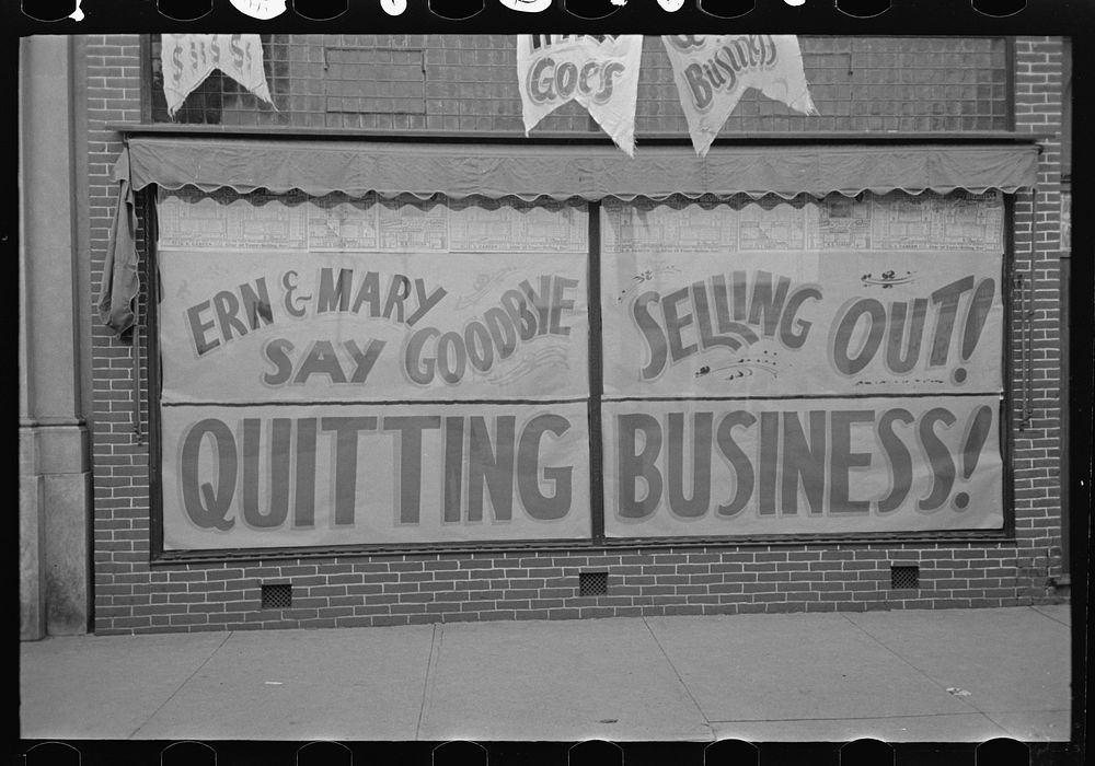 Sign on store, Aledo, Illinois by Russell Lee
