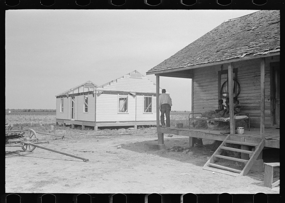 [Untitled photo, possibly related to: FSA (Farm Security Administration) client and family, former sharecroppers, looking at…