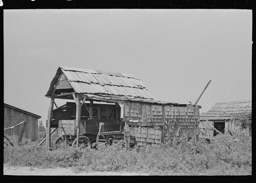 Shed for wagon storage, New Madrid County, Missouri by Russell Lee