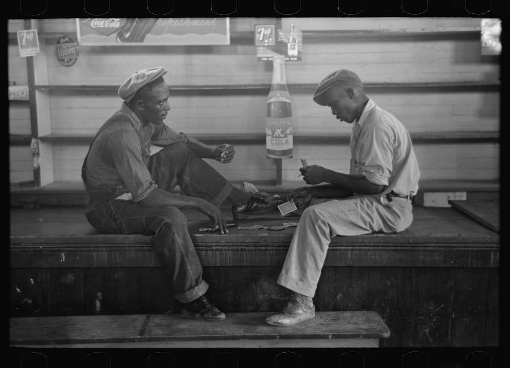 [Untitled photo, possibly related to: Game of coon-can in store near Reserve, Louisiana] by Russell Lee