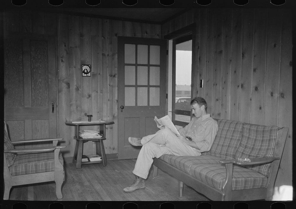Farmer in home, Lake Dick Project, Arkansas by Russell Lee