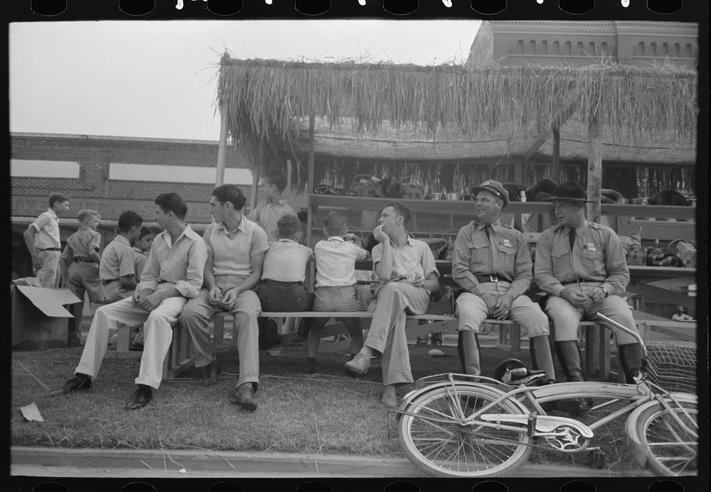 [Untitled photo, possibly related to: State troopers, National Rice Festival, Crowley, Louisiana] by Russell Lee