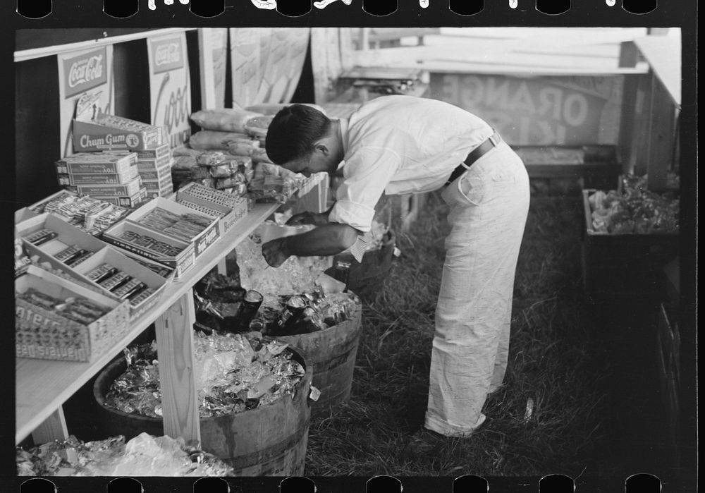 [Untitled photo, possibly related to: Ice at refreshment stand, state fair, Donaldsonville, Louisiana] by Russell Lee