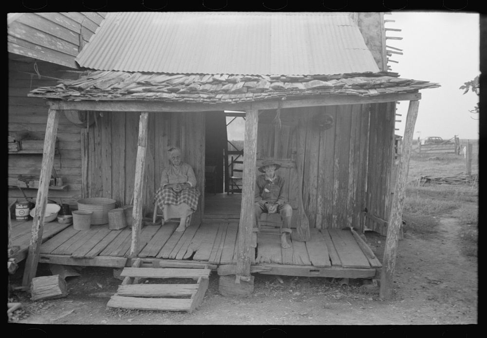 [Untitled photo, possibly related to: Detail of construction of hundred-year-old house in which aged Cajun couple are…
