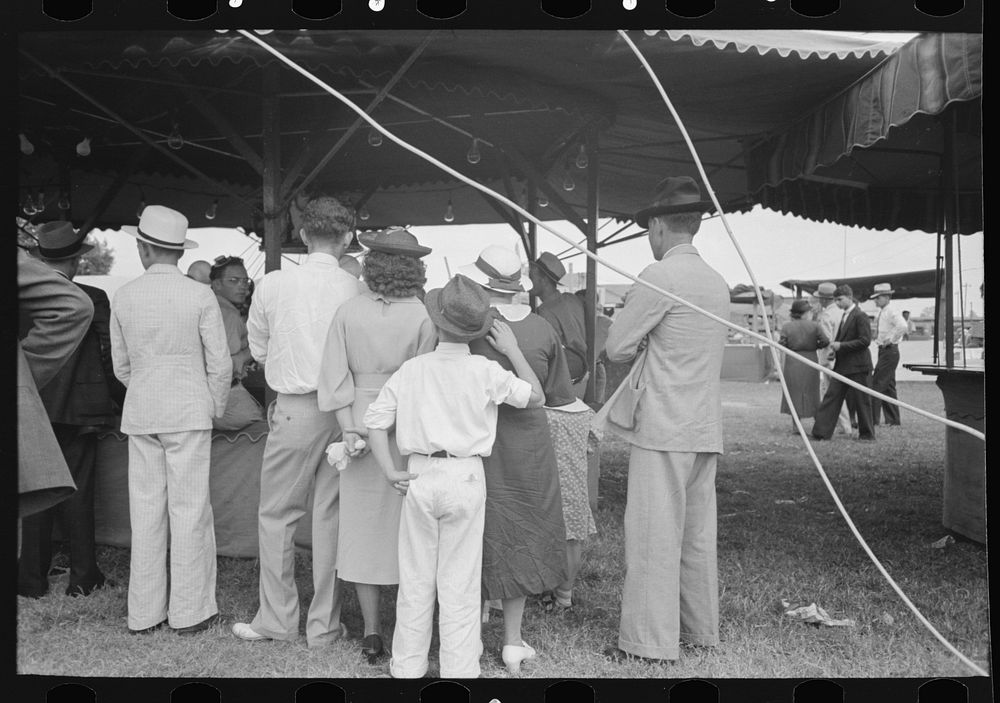 Group of people at southern Louisiana state fair, Donaldsonville, Louisiana by Russell Lee