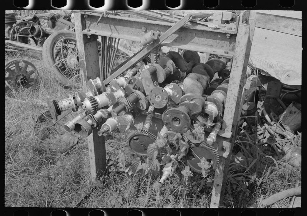 Group of automobile crankshafts in junkyard, Abbeville, Louisiana by Russell Lee