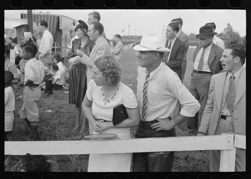 [Untitled photo, possibly related to: Group of people watching ceremonies on main platform, state fair, Donaldsonville…