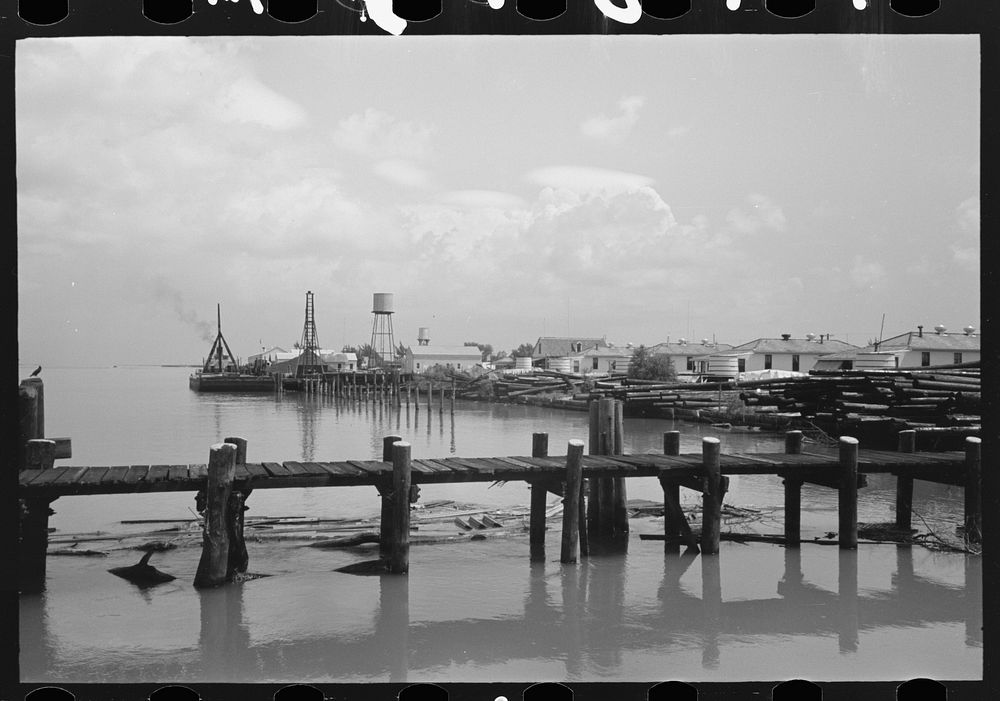View of waterfront, Burrwood, Louisiana by Russell Lee