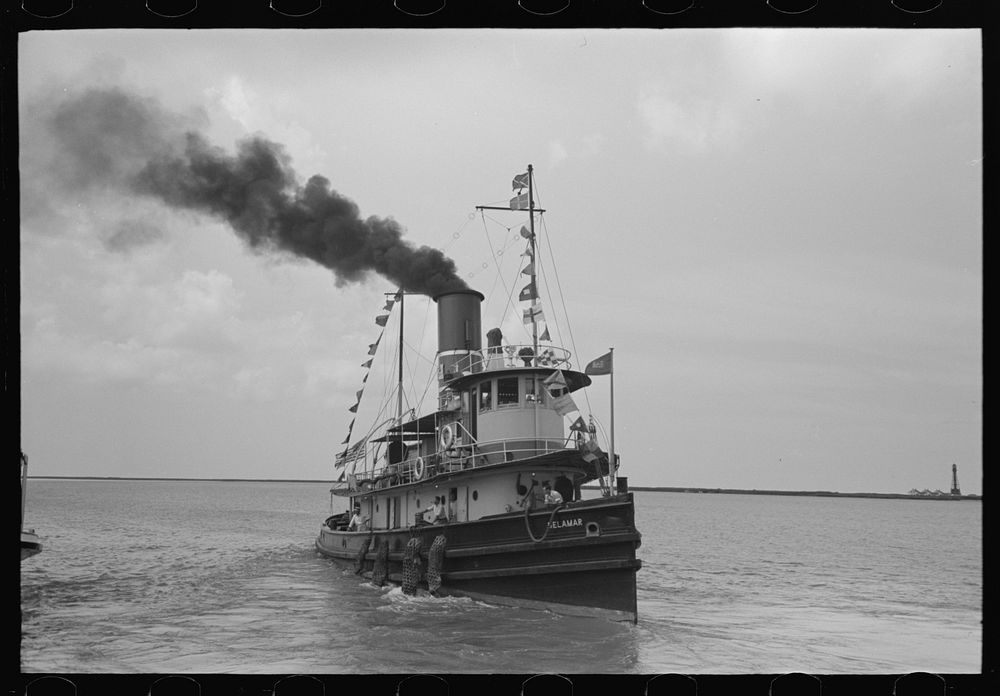 U.S. Engineers' tugboat, Burrwood, Louisiana by Russell Lee