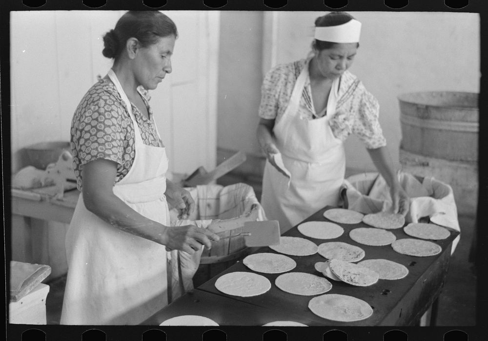 [Untitled photo, possibly related to: Counting out tortillas to sell. The price is five cents per dozen. San Antonio, Texas]…