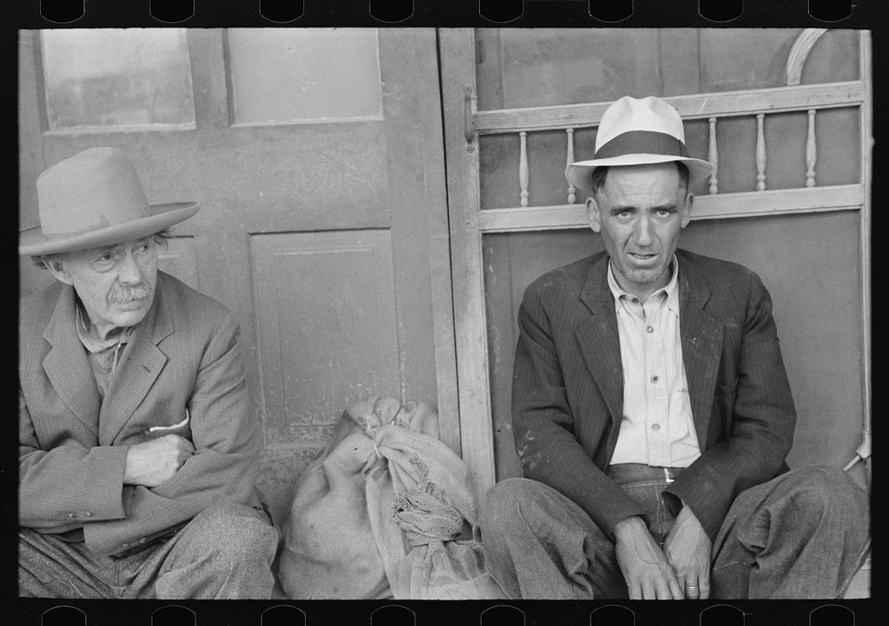 [Untitled photo, possibly related to: Men waiting in line for relief commodities, San Antonio, Texas] by Russell Lee