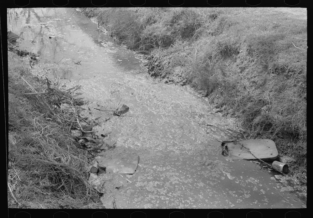 Part of stream in which Mexican boys swim, San Antonio, Texas by Russell Lee