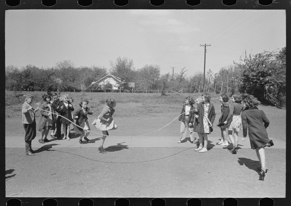 [Untitled photo, possibly related to: Schoolchildren jumping rope, San Augustine, Texas] by Russell Lee