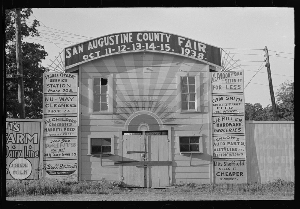 Entrance to San Augustine County Fair, San Augustine, Texas by Russell Lee