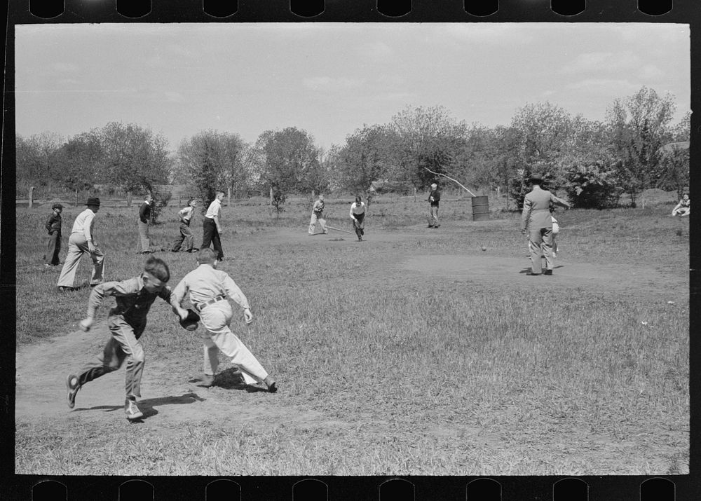 Baseball game at recess, San Augustine grade school, San Augustine, Texas by Russell Lee