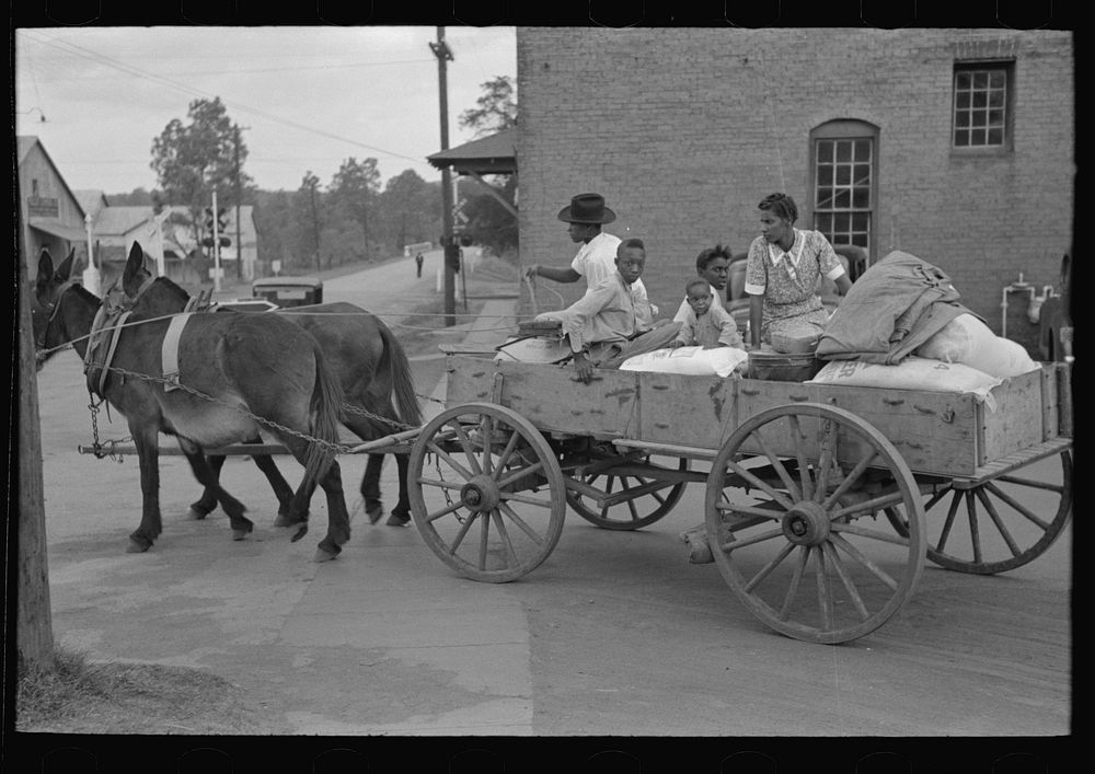 [Untitled photo, possibly related to:  farmer loading supplies into his wagon, Saturday afternoon, San Augustine, Texas] by…