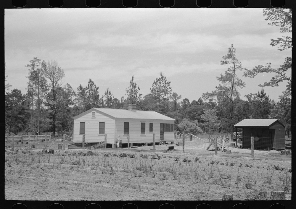 House and shed of FSA (Farm Security Administration )client, Sabine Farms, Marshall, Texas by Russell Lee