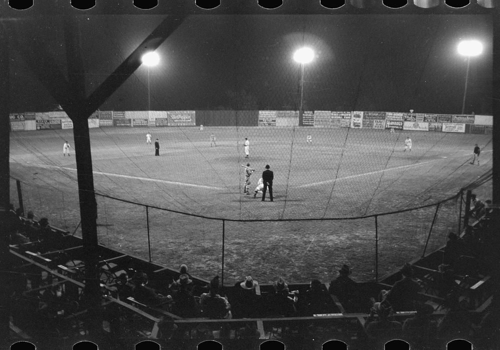 Night baseball, Marshall, Texas by Russell Lee