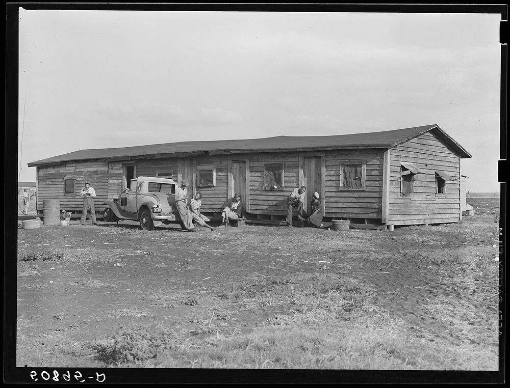 Migrant  agricultural workers quarters in Lake Harbor, Florida. Sourced from the Library of Congress.