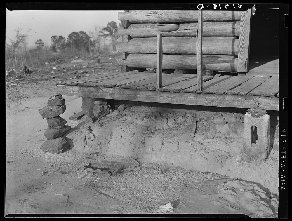 Foundations of J.D. Smith home,  R.R. (Rural Rehabilitation) family (see 51402D). Coffee County, Alabama. Sourced from the…