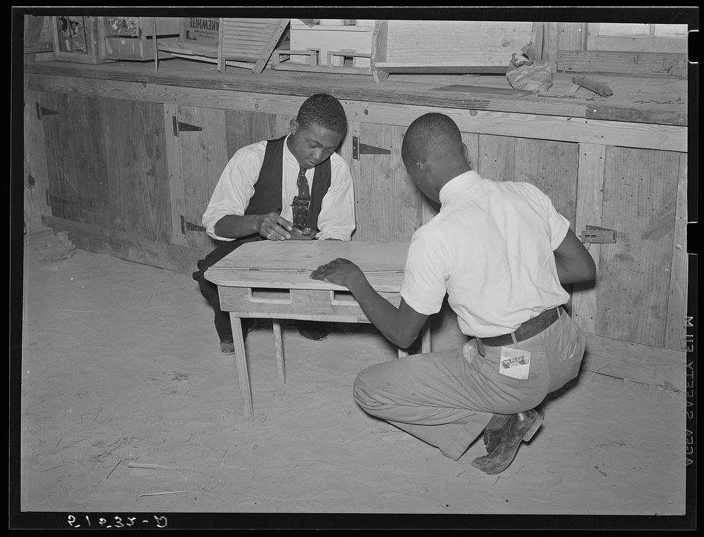 Making a table in shop. Gee's Bend, Alabama. Sourced from the Library of Congress.