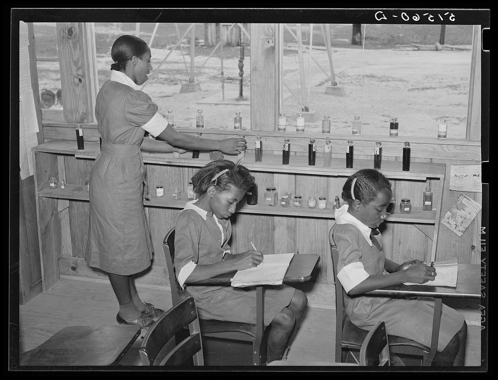 Student in science class. Gee's Bend, Alabama. Sourced from the Library of Congress.