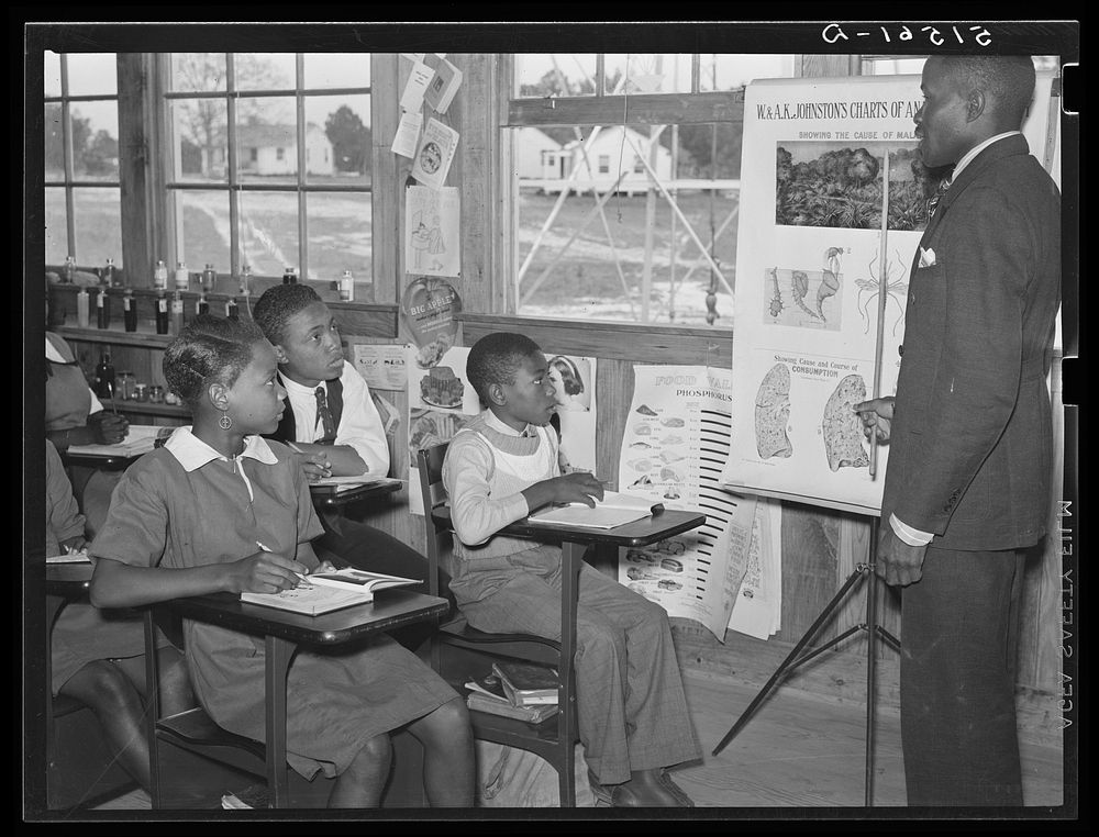 A class in anatomy and hygiene in Gee's Bend school, Alabama. Sourced from the Library of Congress.