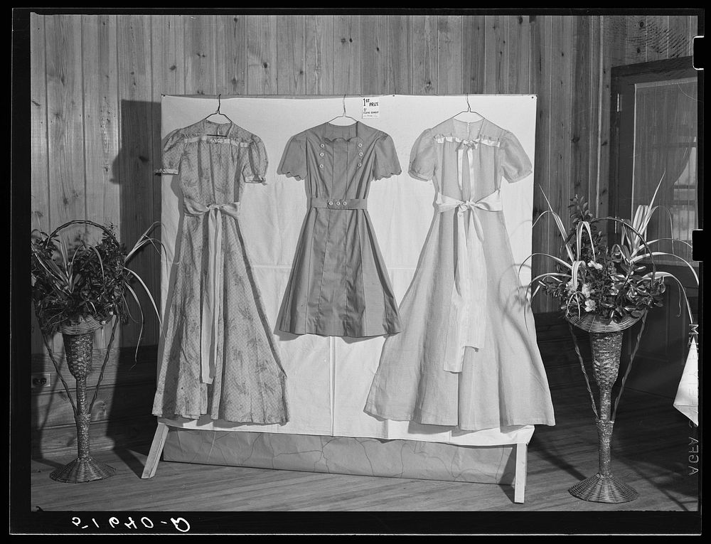 Dresses made by home economics class which won first prize. Ashwood Plantations, South Carolina. Sourced from the Library of…