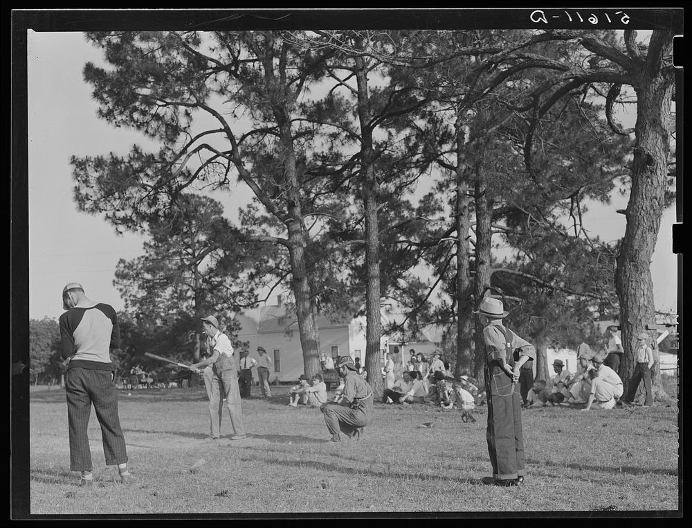 Baseball game after May Day-Health Day festivities at Irwinville Farms, Georgia. Sourced from the Library of Congress.