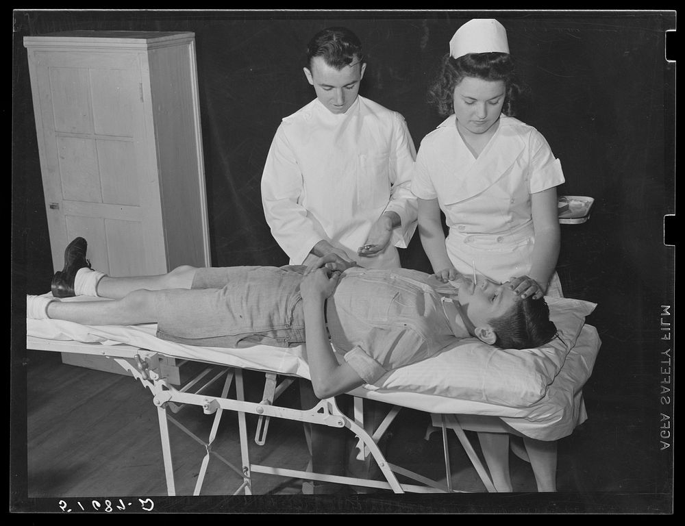 A scene from a play, "History of Ashwood Health Association," written and presented by tenth grade at May Day-Health Day…