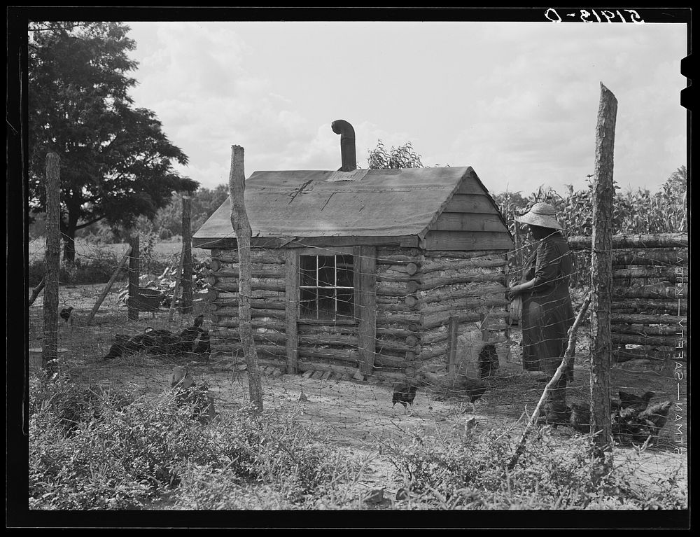 Pauline Clyburn, rehabilitation client at Manning, Clarendon County, South Carolina, with chicken house she made herself.…