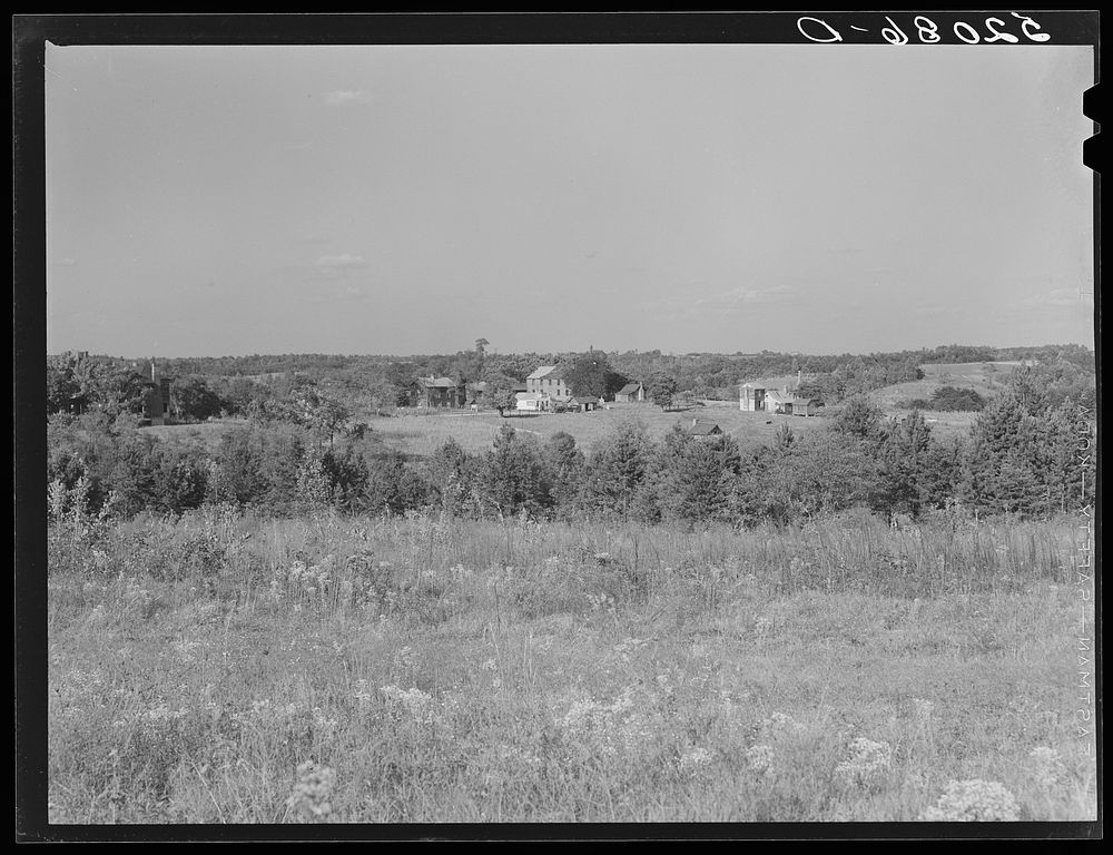 General landscape, showing small rundown and partially deserted settlement. Person County, North Carolina. Sourced from the…