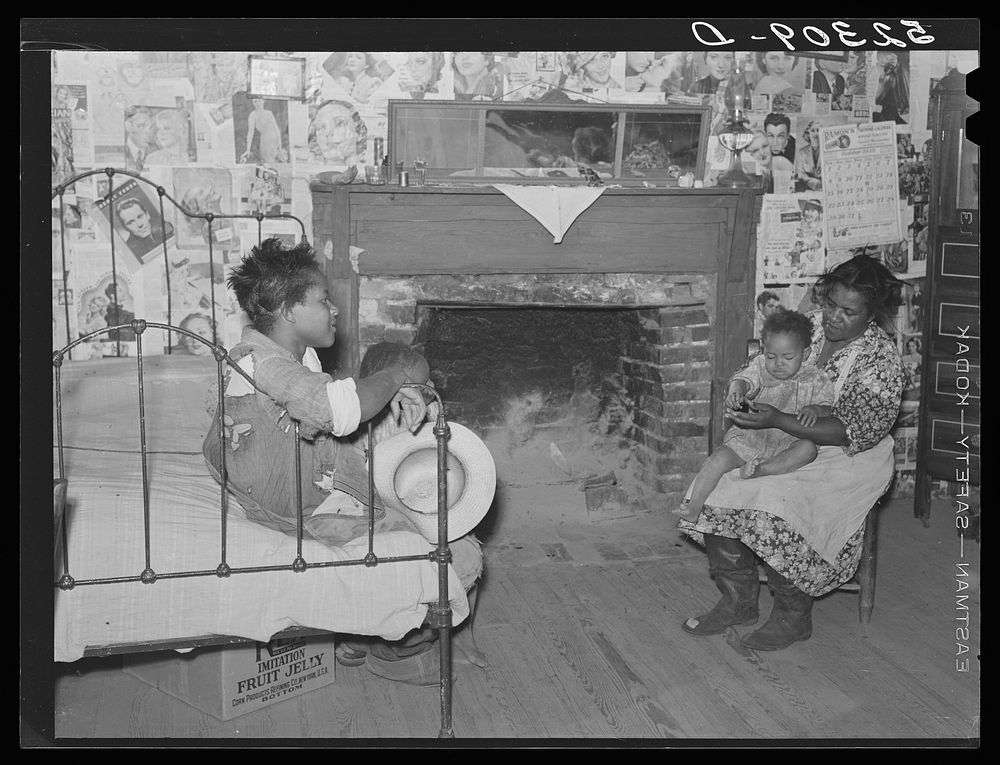 Interior of  tenant's home on Marcella Plantation. Mileston, Mississippi Delta, Mississippi. Sourced from the Library of…