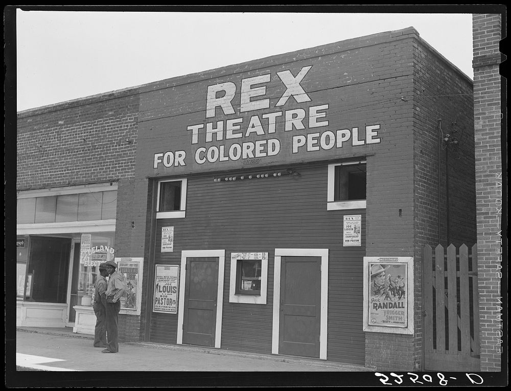 Rex Theatre for  people. Leland, Mississippi Delta. Sourced from the Library of Congress.